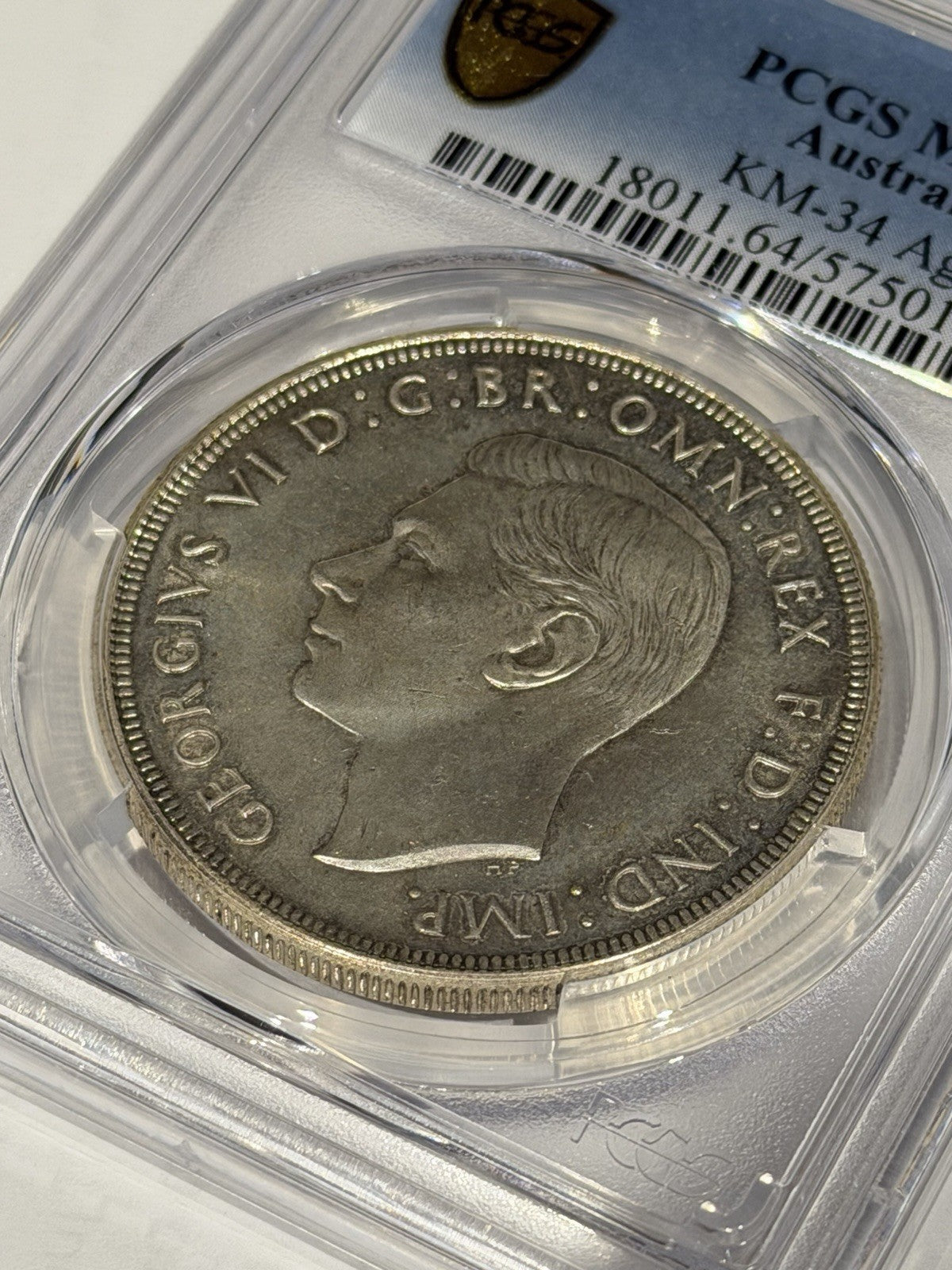 Australia 1937 Crown 5/- Five Shillings PCGS Graded MS64 Large Silver Coin