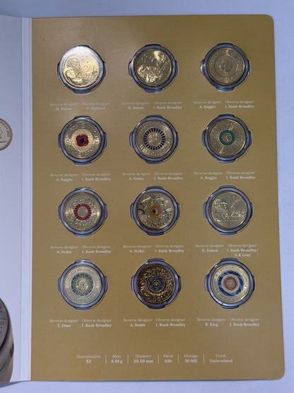 Australia 2018 30th Anniversary of Two Dollar $2 Coin 12-Coin Folder Set