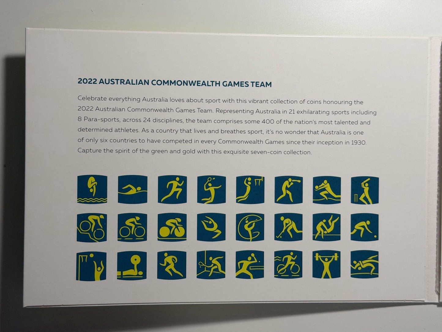 Australia 2022 AUS Commonwealth Games Team $1 & $2 7 Coin Collection UNC Folder