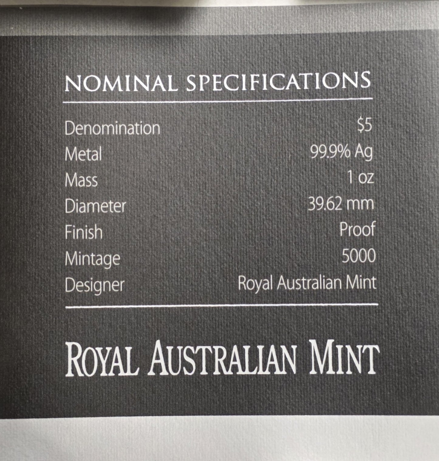 Australia 2015 $5 ICC Cricket World Cup Aus & NZ 1oz Silver Proof Domed Coin