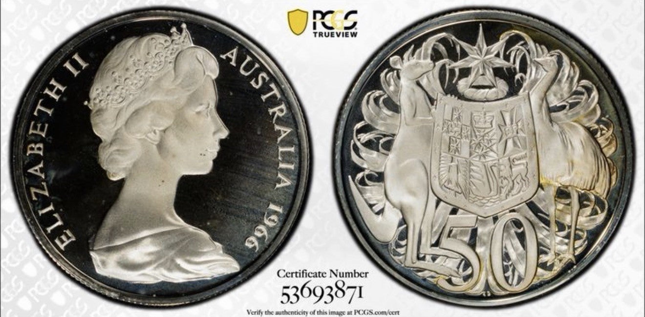 Australia 1966 50c Fifty Cents Silver Proof PCGS Graded PR68DCAM FDC
