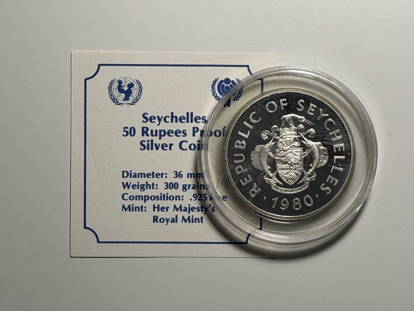Seychelles 1980 50 Fifty Rupees Year of the Child Silver Proof Coin