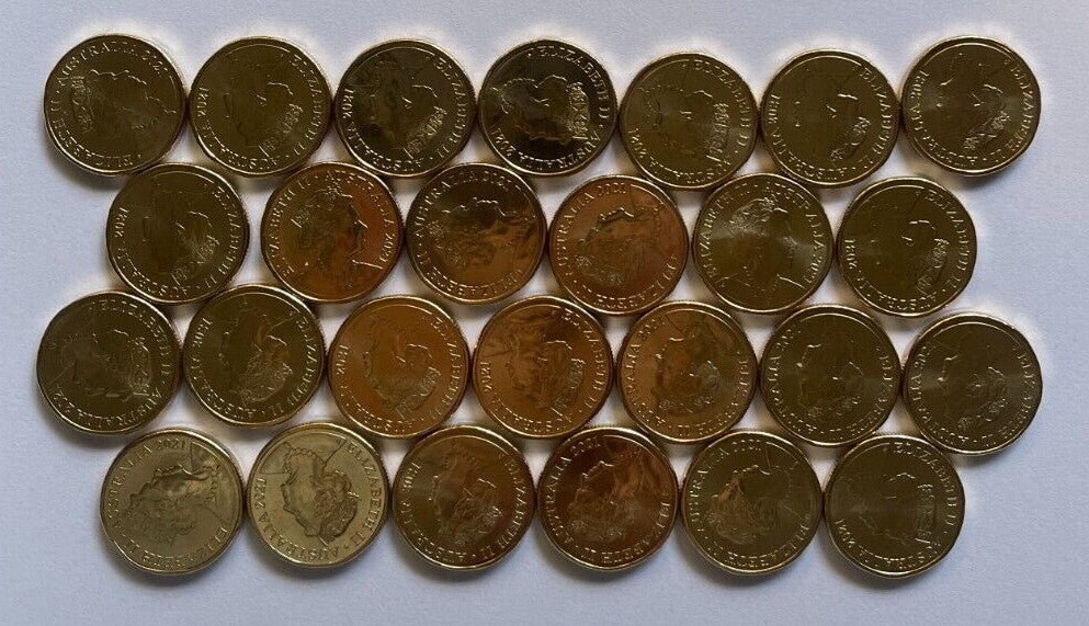UNC 2021 Great Aussie Coin Hunt $1 Alphabet Set 26 Coins A-Z From Security Roll