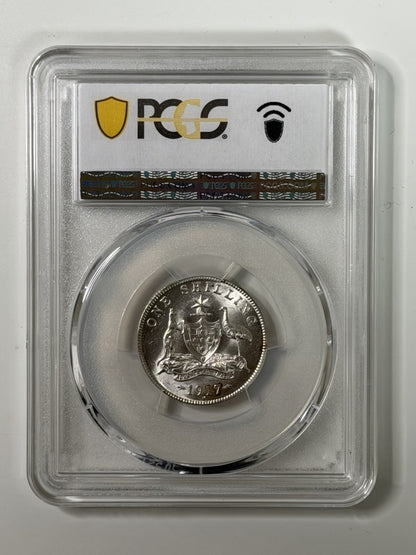 Australia 1917 One Shilling 1/- PCGS Graded MS63 KGV UNC Silver Coin