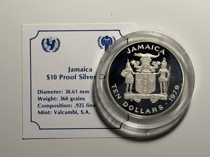 Jamaica 1979 $10 Ten Dollars Year of the Child Silver Proof Coin