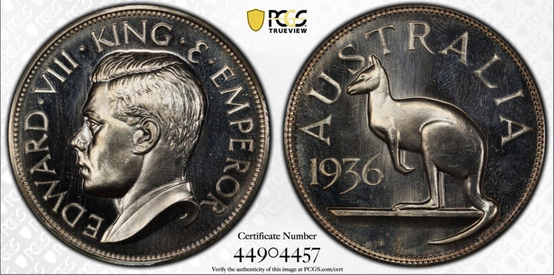 Australia 1936 (1955) Edward VII Fantasy Crown PCGS Graded PR65 Silver Medal