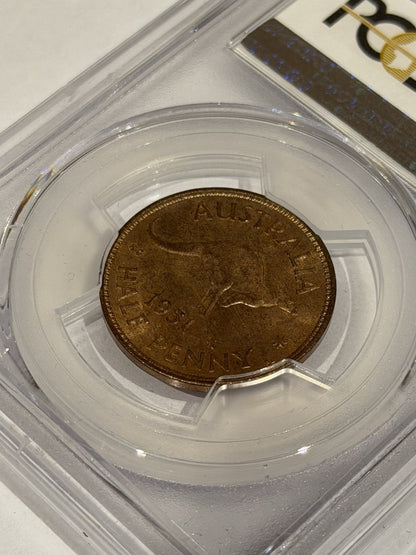 Australia 1951-PL Half Penny 1/2d PCGS Graded MS65RB Red Brown Copper Coin
