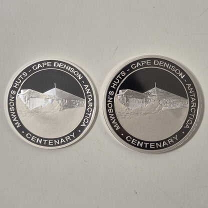 Australasian Antarctic Expedition Centenary Medallion Pair Sir Douglas Mawson