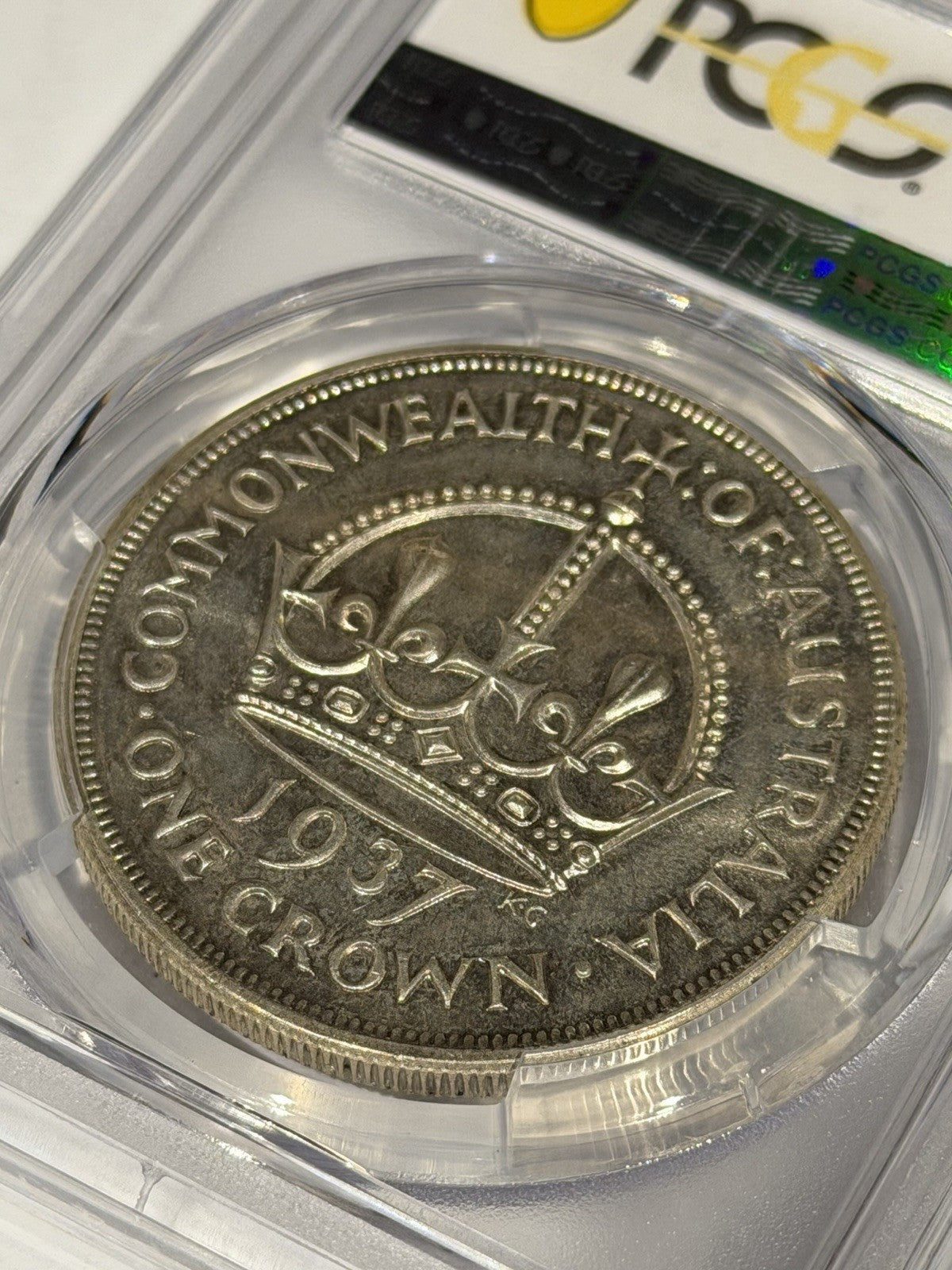 Australia 1937 Crown 5/- Five Shillings PCGS Graded MS64 Large Silver Coin