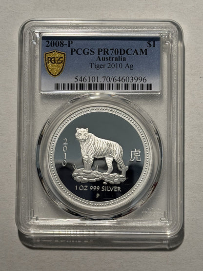 Australia 2008 2010 Year of the Tiger 1oz Proof  Lunar Series I PCGS PR70DCAM