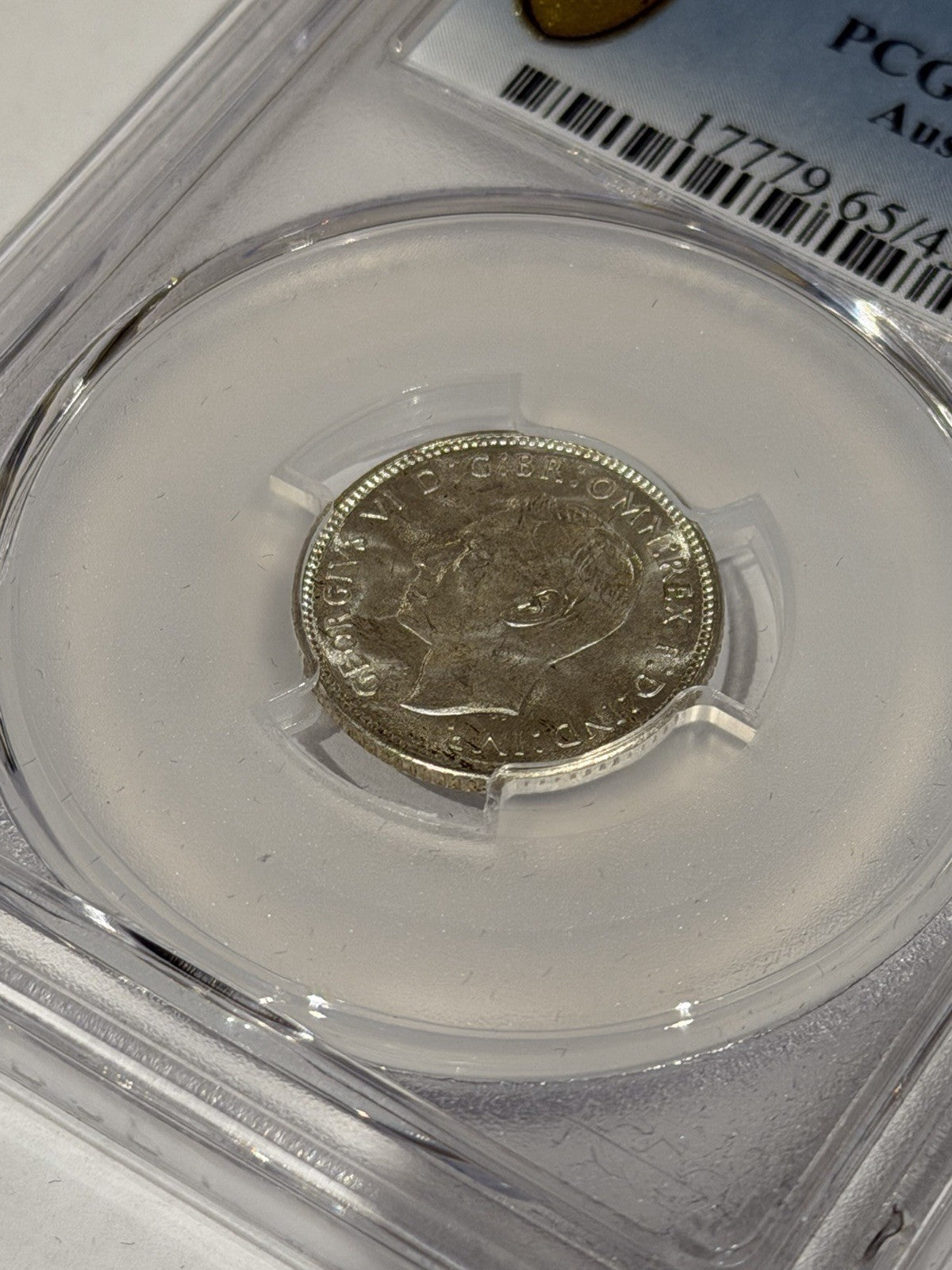 Australia 1943-D Sixpence 6d PCGS Graded MS65 GEM Silver Coin