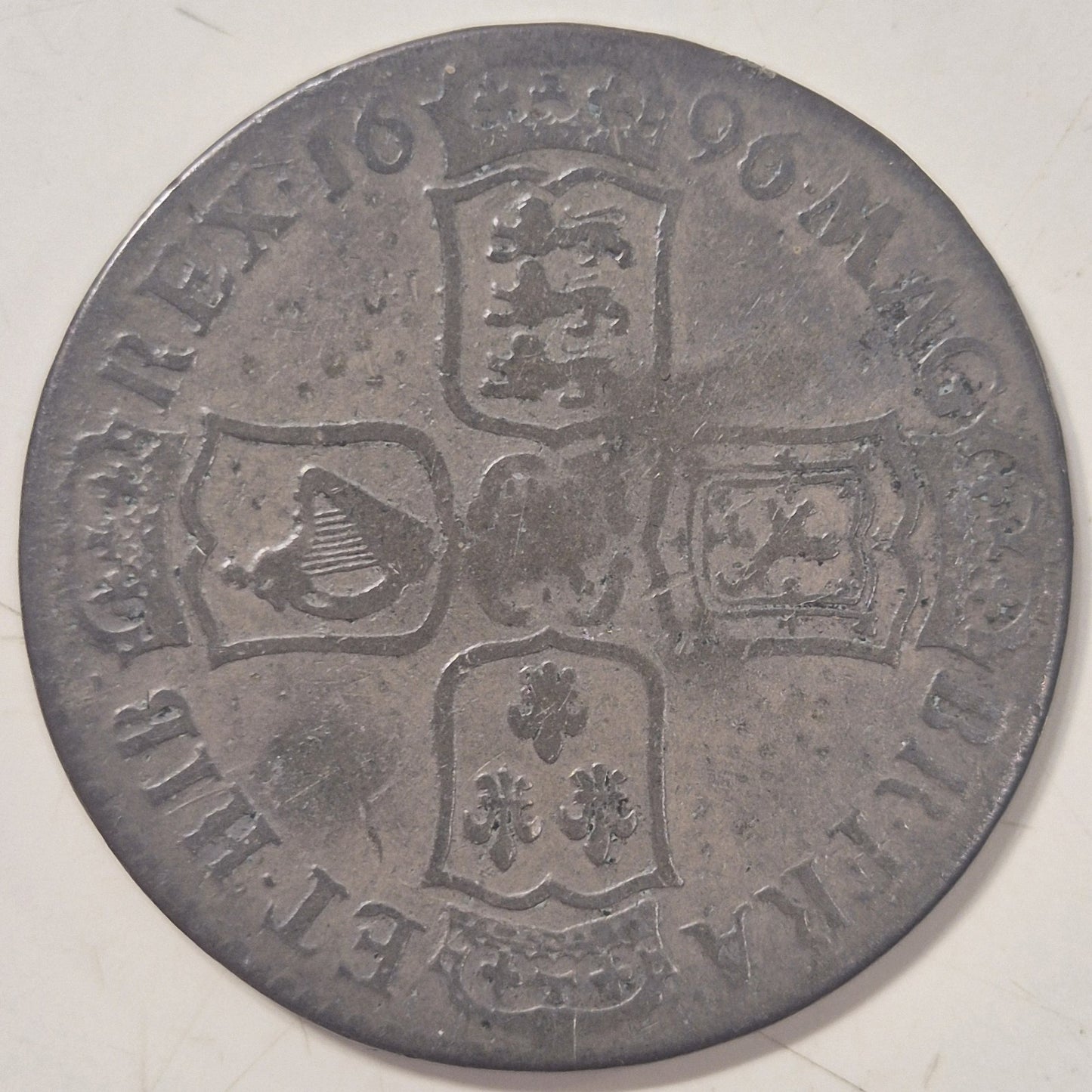 UK British England Silver Halfcrown 1696 King William III S3479 Coin Fine