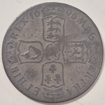 UK British England Silver Halfcrown 1696 King William III S3479 Coin Fine