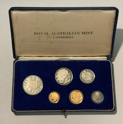 Australia 1966 Round Fifty Cents 50c Proof Set In Blue Case First Year Issue