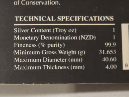 New Zealand 2006 Silver Dollar North Island Brown Kiwi 1oz 999 Silver Coin