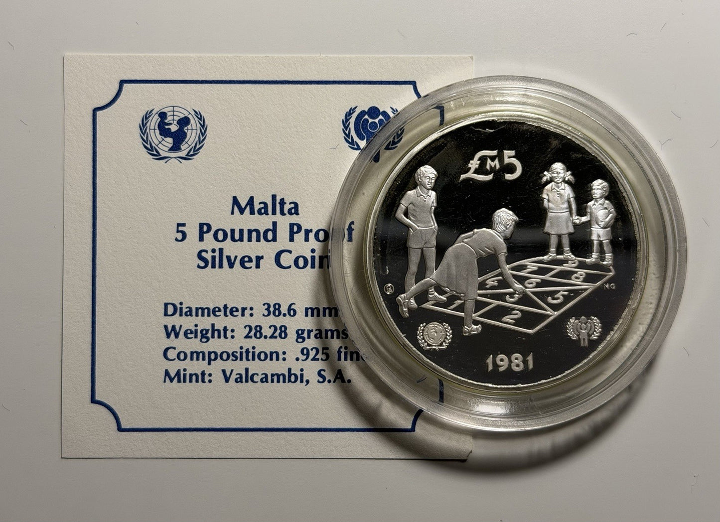 Malta 1981 5 Five Liri Year of the Child Silver Proof Coin