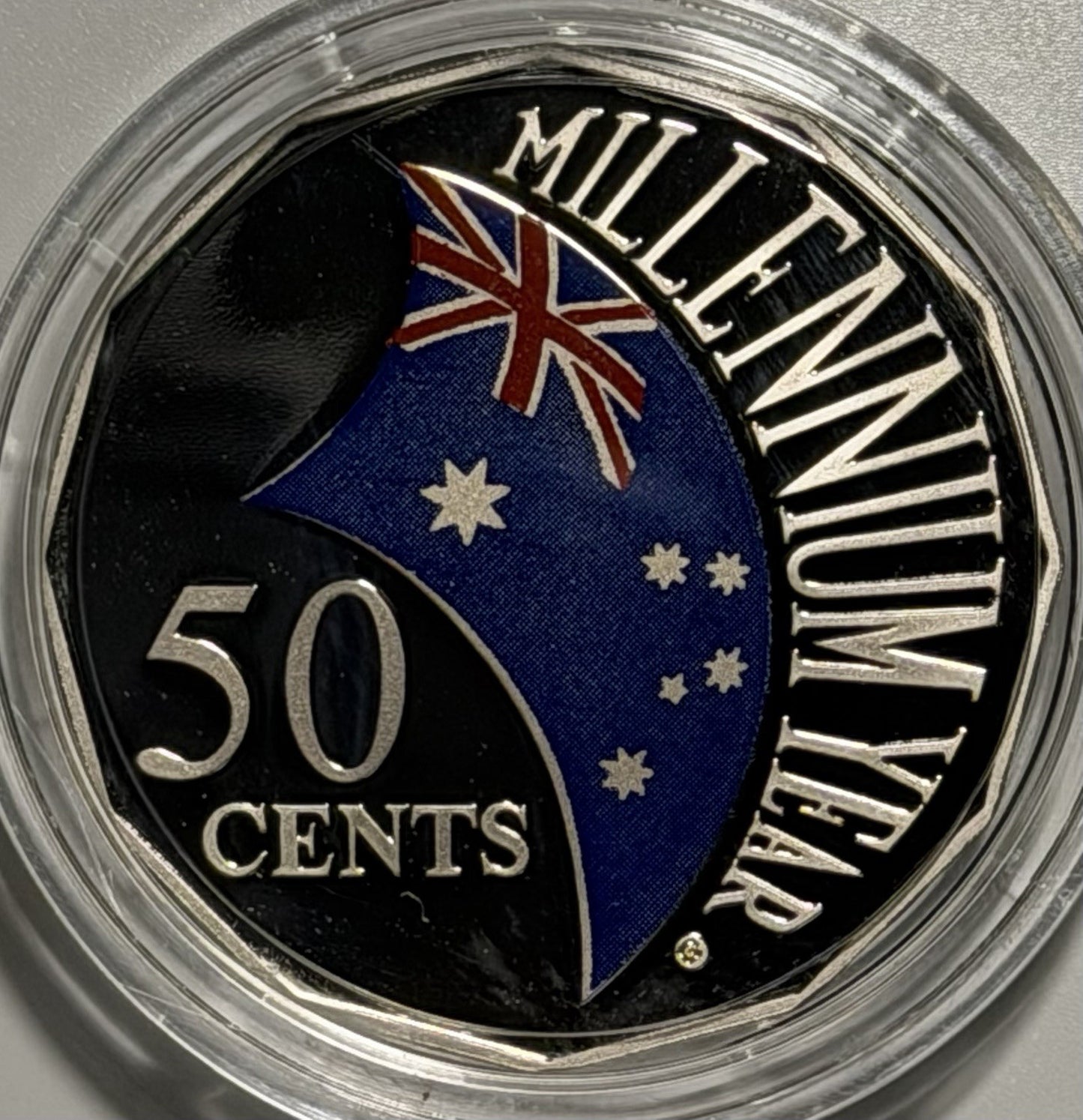 Australia 2000 50c Fifty Cents Millennium Flag Coloured Proof  Coin