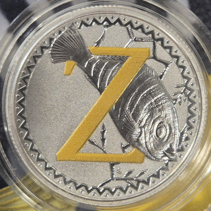 Australia 2017 $1 One Dollar Coloured Silver Alphabet Collection Z Cert #5 RARE