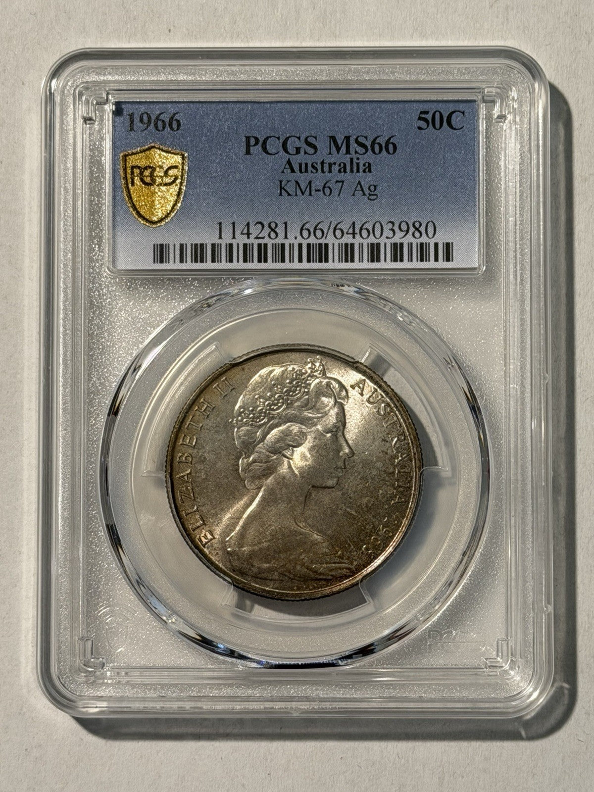 Australia 1966 Round 50c Fifty Cent PCGS Graded MS66 GEM 80% Silver Coin