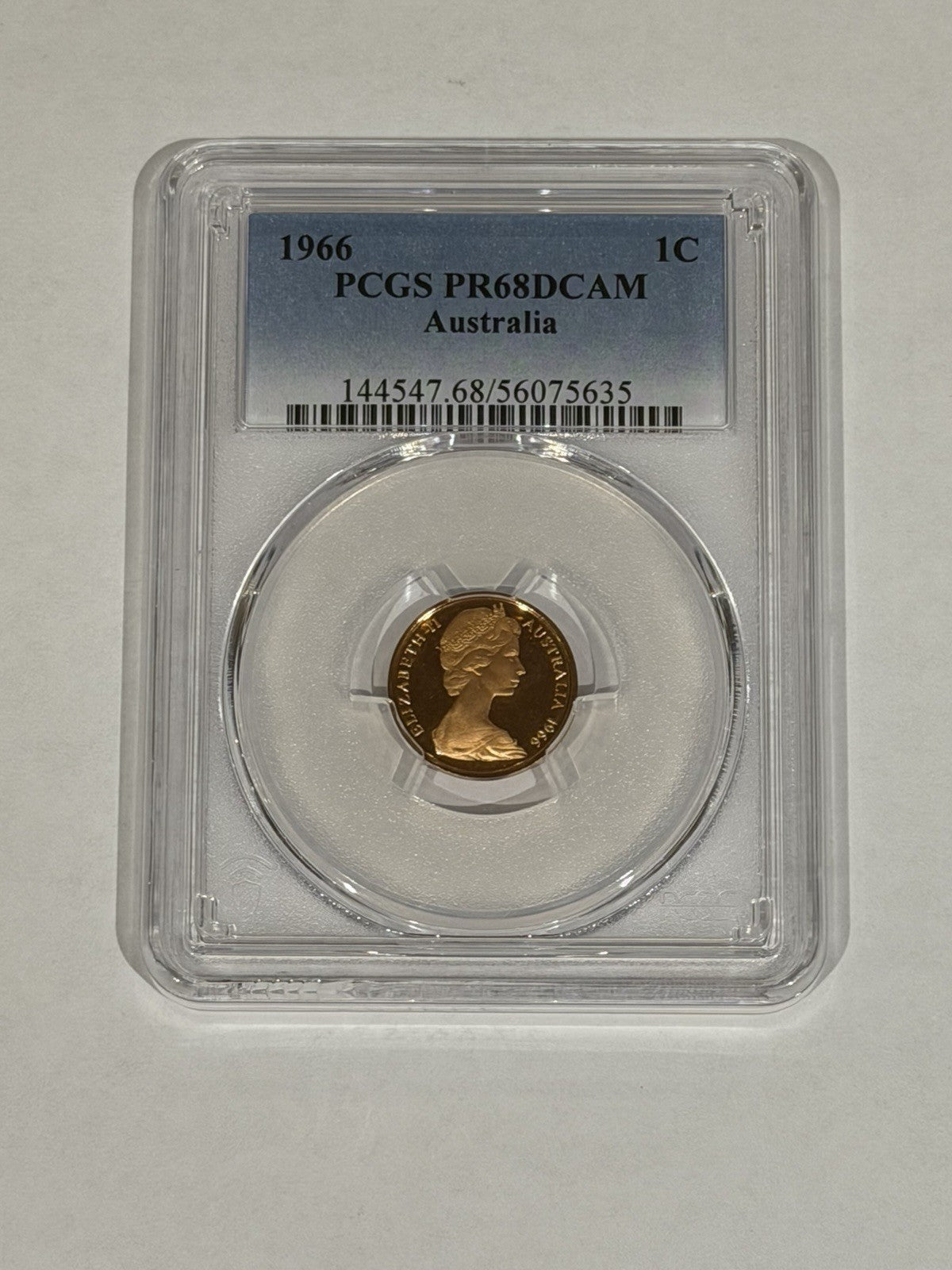 Australia 1966 1c One Cent PCGS Graded PR68DCAM Proof Coin