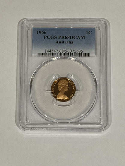 Australia 1966 1c One Cent PCGS Graded PR68DCAM Proof Coin
