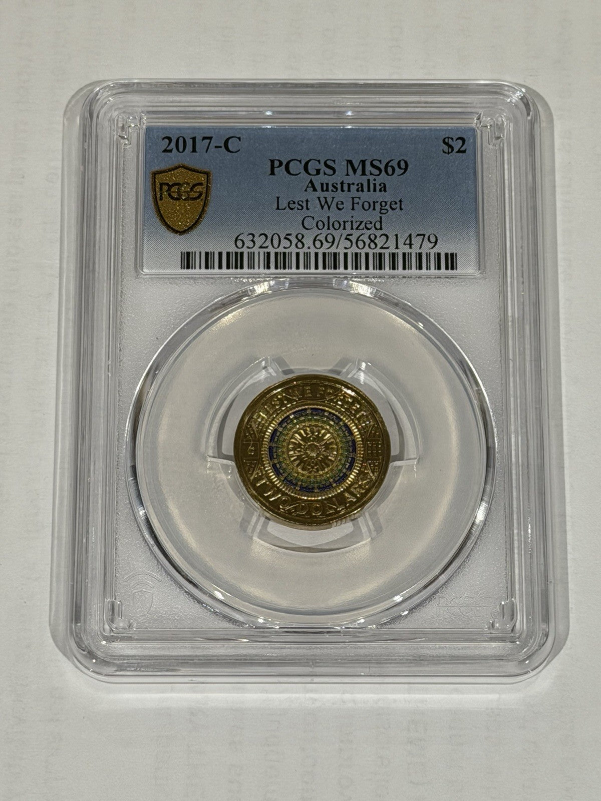 Australia 2017 C Mint Mark LWF Mosaic $2 PCGS Graded MS69 Coloured Coin