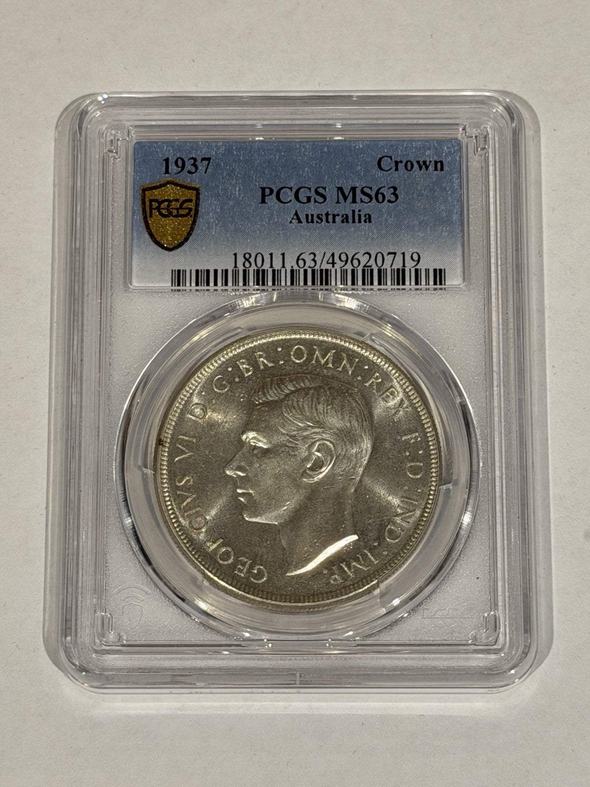 Australia 1937 Crown 5/- Five Shillings PCGS Graded MS63 Large Silver Coin