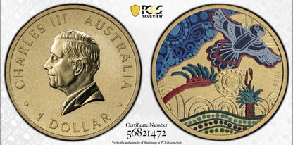 2025-P $1 Ngana Nyitting Black Cockatoo PCGS Graded MS69 Coloured Coin