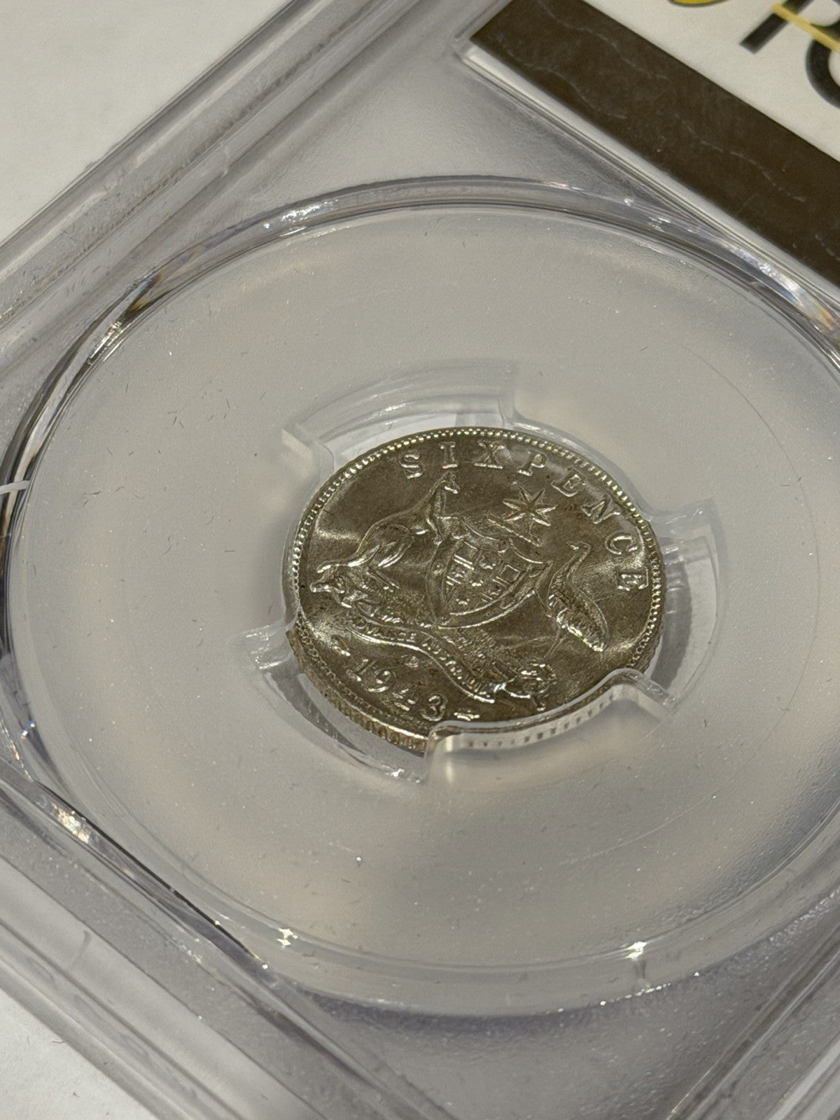 Australia 1943-D Sixpence 6d PCGS Graded MS65 GEM Silver Coin