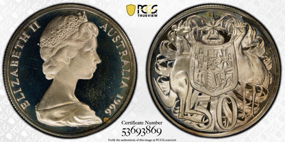 Australia 1966 50c Fifty Cents Silver Proof PCGS Graded PR68DCAM FDC