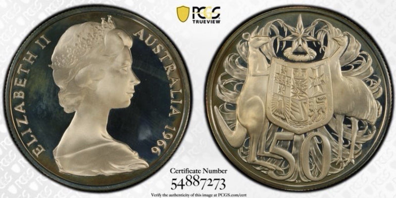 Australia 1966 50c Fifty Cents Silver Proof PCGS Graded PR68DCAM FDC