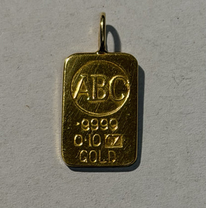 Australia Bullion Company ABC 0.1oz Vintage 24ct Gold Pendant Scarce
