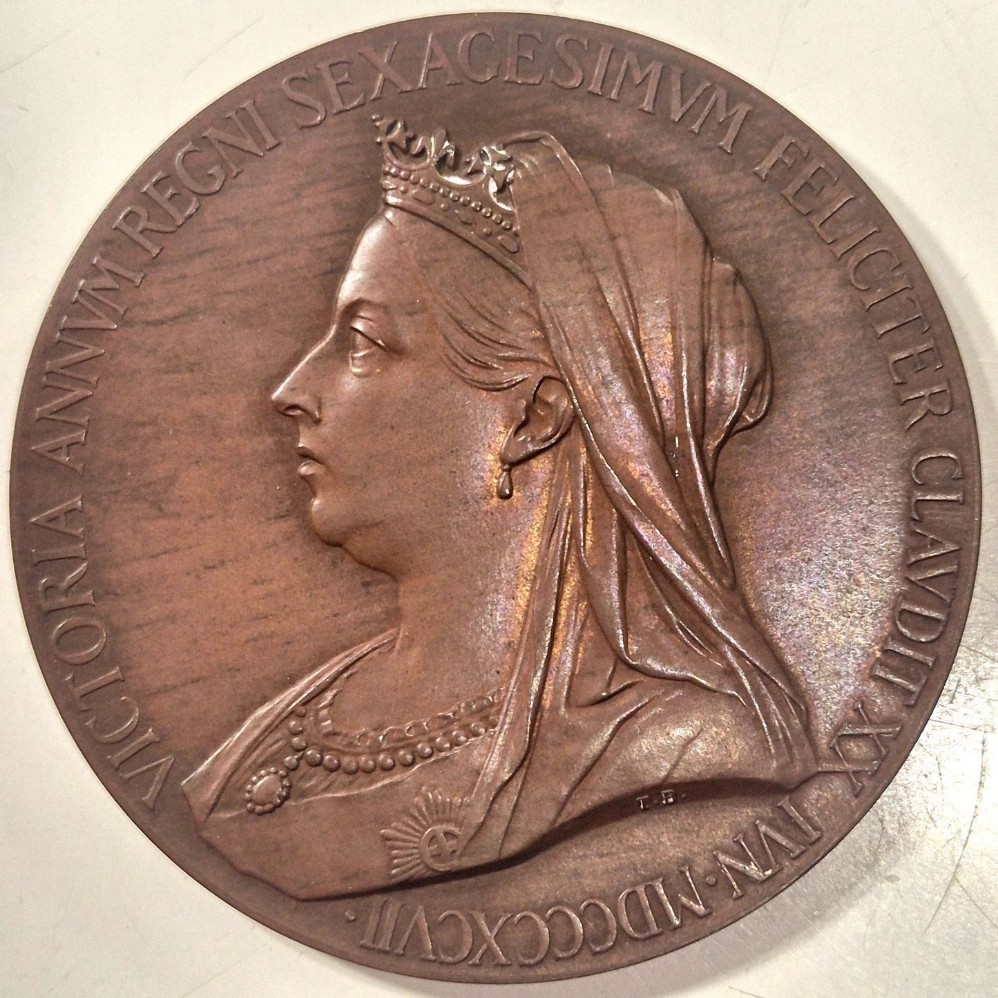 UK GB 1897 Victoria Diamond Jubilee 55mm Bronze Royal Mint Medal Choice Unc