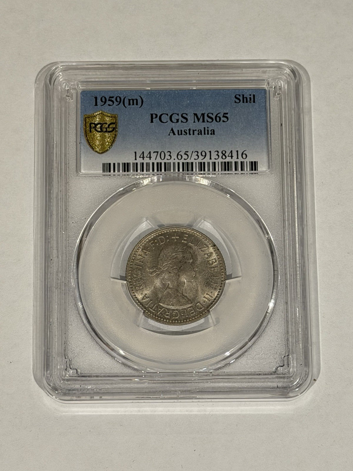 Australia 1959(m) Shilling 1/- PCGS Graded MS63 UNC Silver Coin