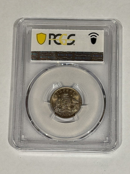 Australia 1958(m) Sixpence 6d PCGS Graded MS65 UNC Silver Coin