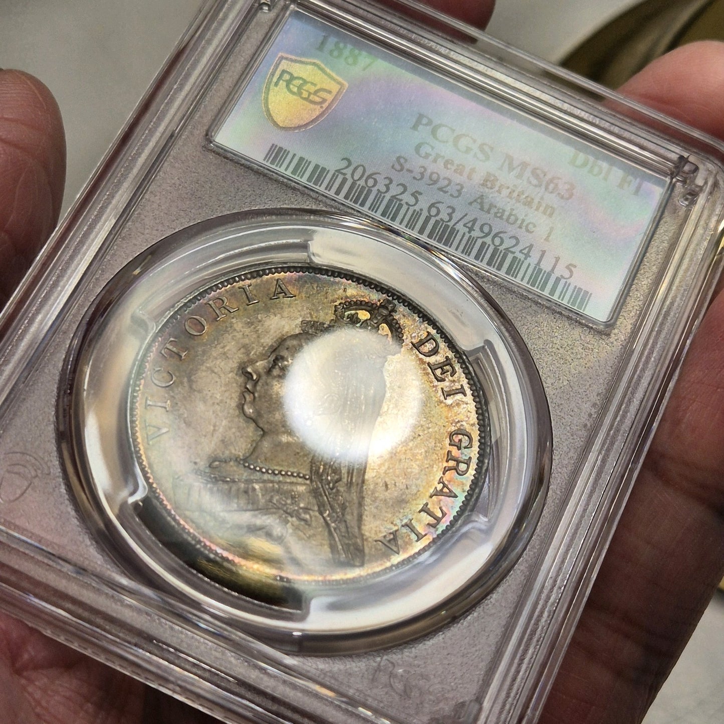 GB UK Silver Coin 1887 Victoria Double Florin PCGS MS63 Choice Unc Toned