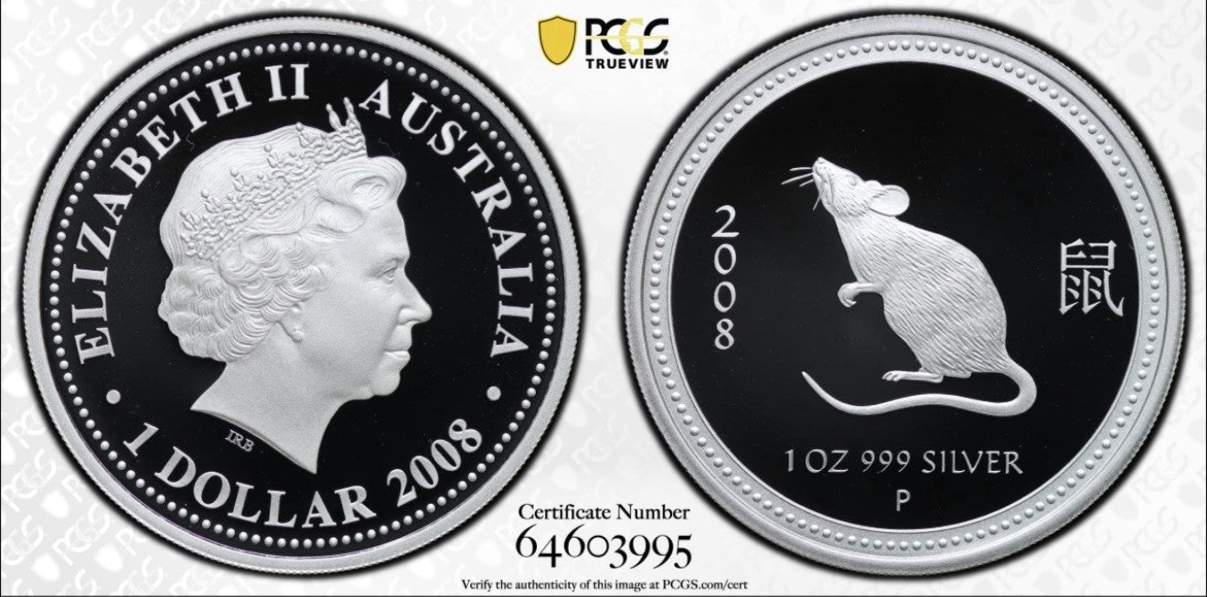 Australia 2008 Year of the Mouse 1oz Proof  Lunar Series I PCGS PR70DCAM