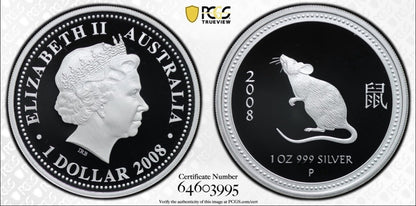 Australia 2008 Year of the Mouse 1oz Proof  Lunar Series I PCGS PR70DCAM