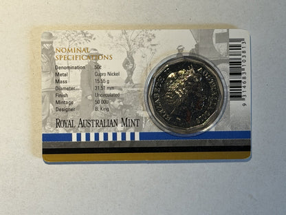 Australia At War 2016 50c Fifty Cents Korean War UNC Coloured Carded Coin