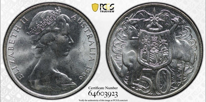 Australia 1966 Round 50c Fifty Cent PCGS Graded MS65 GEM 80% Silver Coin