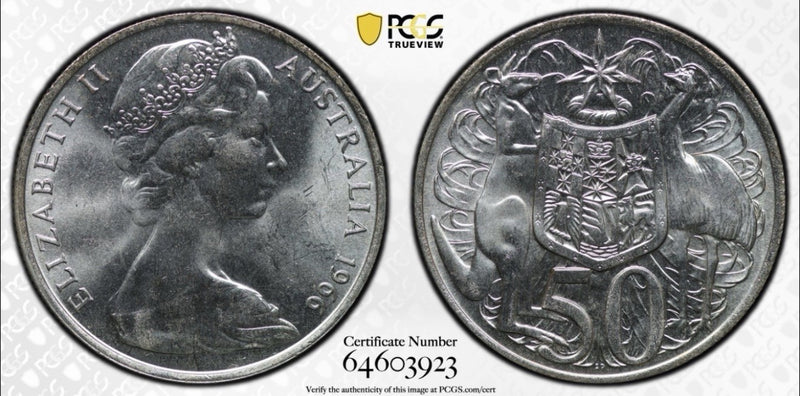 Australia 1966 Round 50c Fifty Cent PCGS Graded MS65 GEM 80% Silver Coin