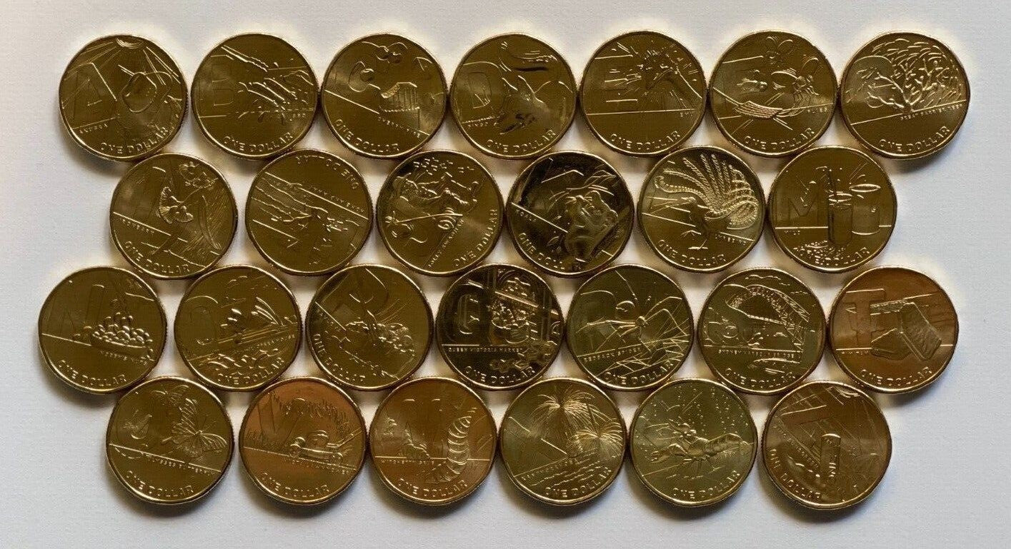 UNC 2021 Great Aussie Coin Hunt $1 Alphabet Set 26 Coins A-Z From Security Roll