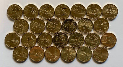 UNC 2021 Great Aussie Coin Hunt $1 Alphabet Set 26 Coins A-Z From Security Roll