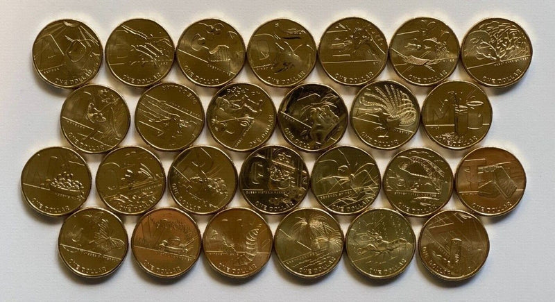 UNC 2021 Great Aussie Coin Hunt $1 Alphabet Set 26 Coins A-Z From Security Roll