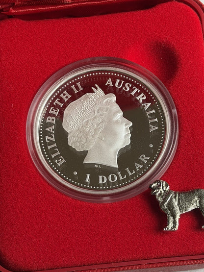 2006 Australia Perth Mint Lunar Dog 1oz $1 Series I Silver Proof Coin