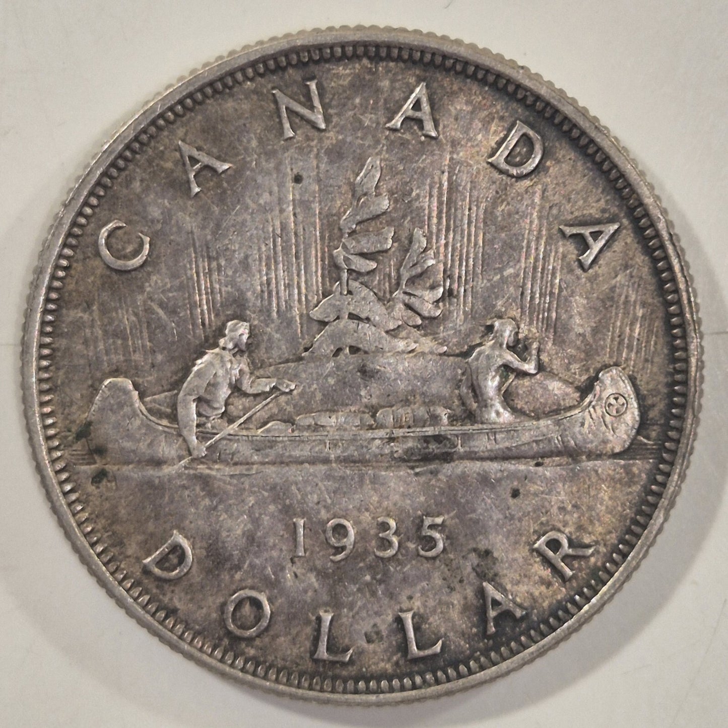 1935 Canada George V Silver 1 Dollar gVF Coin Natural Tone