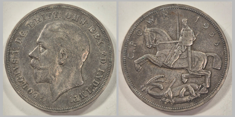 Great Britain 1935 Crown King George V Silver 5/- KGV Five Shillings EF