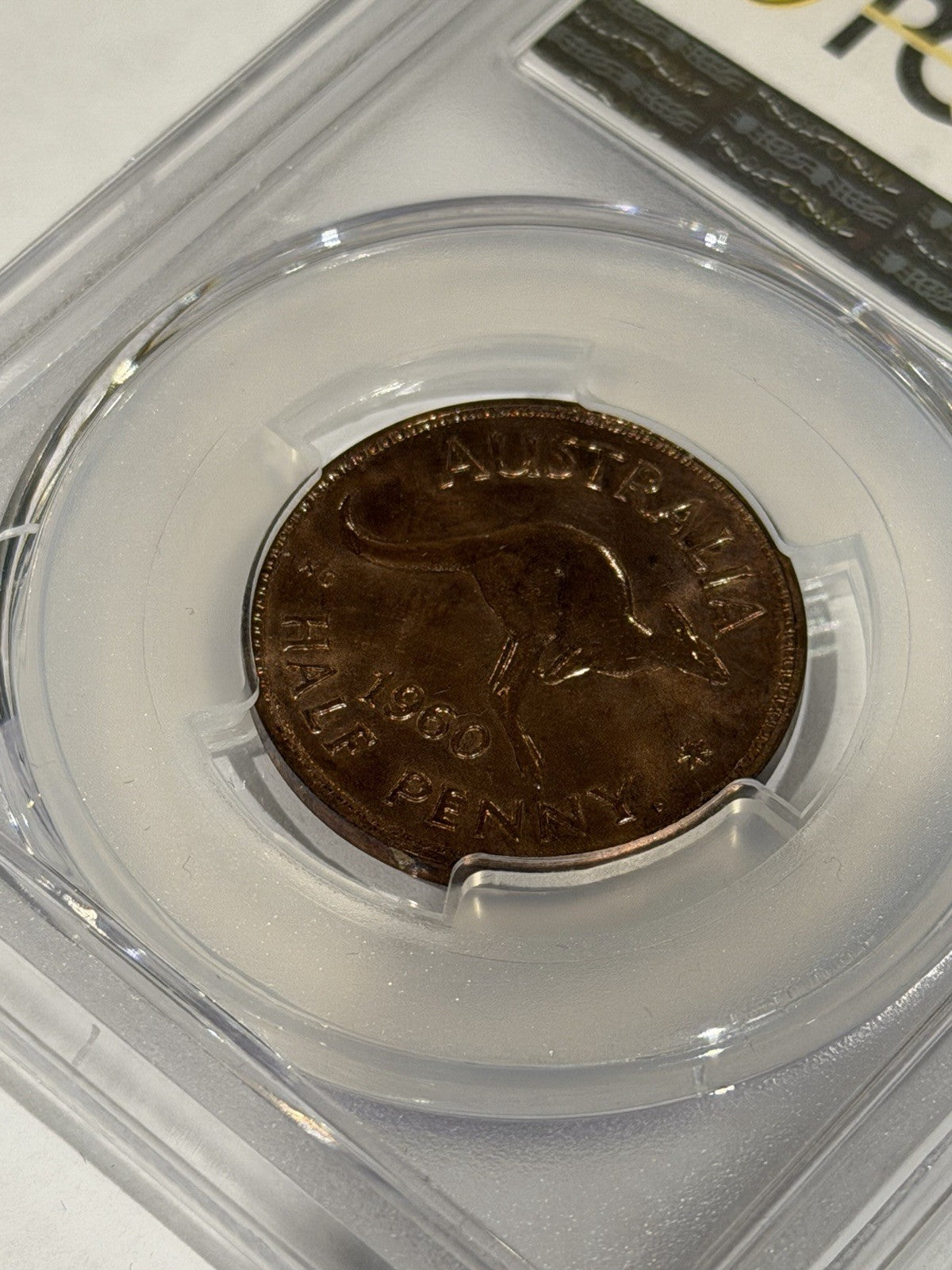 Australia 1960(p) Y. Proof Half Penny 1/2d PCGS Graded PR64RD Red Copper Coin