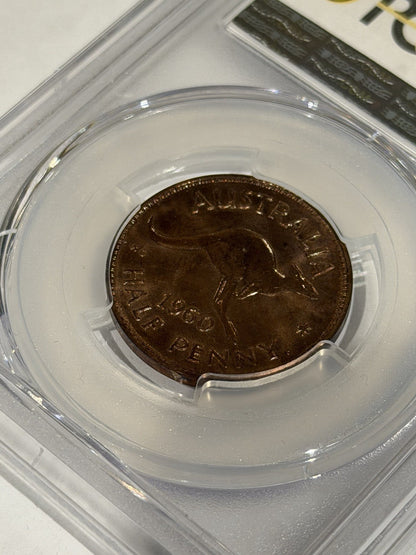 Australia 1960(p) Y. Proof Half Penny 1/2d PCGS Graded PR64RD Red Copper Coin