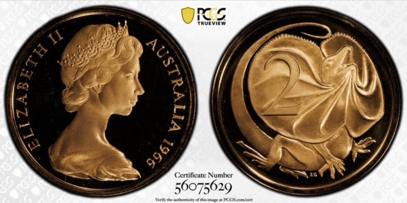 Australia 1966 2c Two Cents PCGS Graded PR69DCAM Proof Coin (560756)